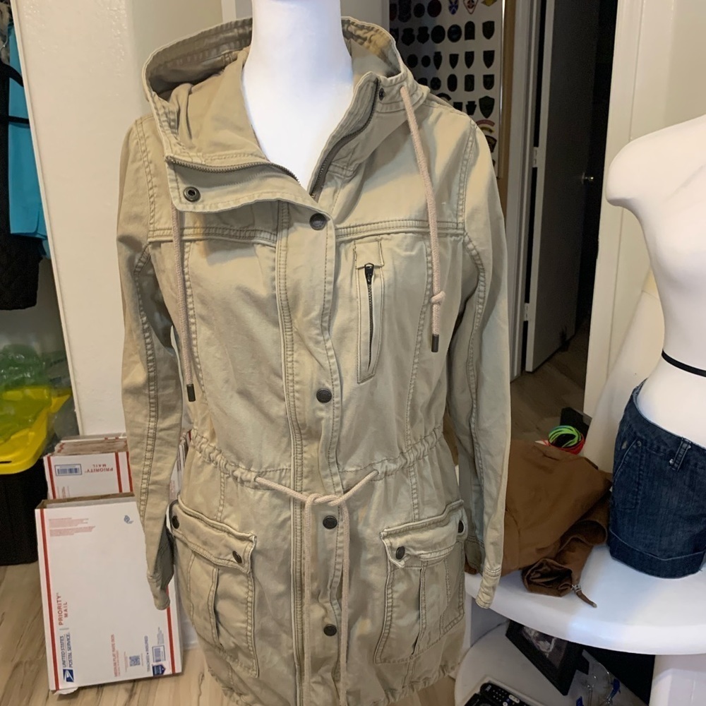Abercrombie & Fitch khaki canvas safari field coat with hood. Great condition S - Picture 7 of 13